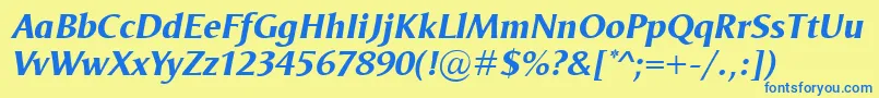 OdenseXboldItalic Font – Blue Fonts on Yellow Background