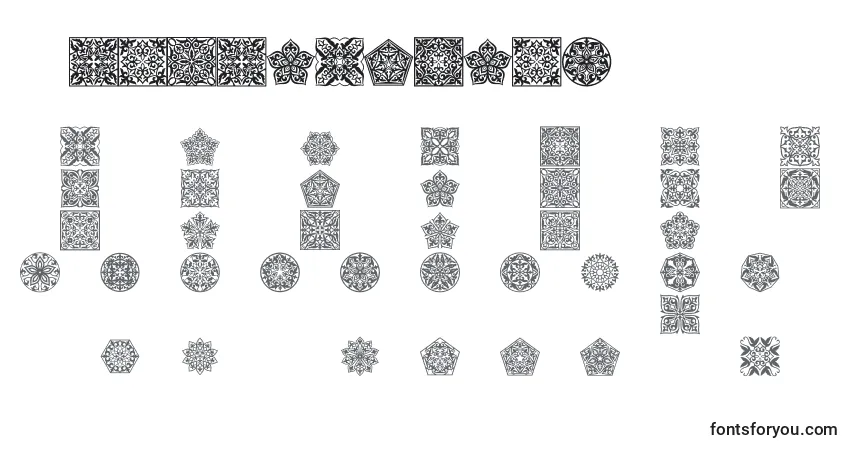 Prtornament5-fontti – aakkoset, numerot, erikoismerkit
