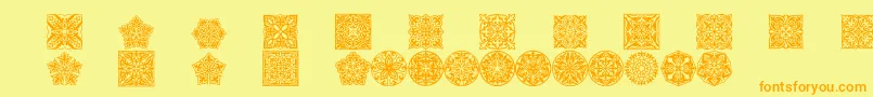 Czcionka Prtornament5 – pomarańczowe czcionki na żółtym tle