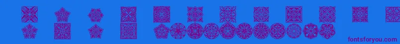 Czcionka Prtornament5 – fioletowe czcionki na niebieskim tle