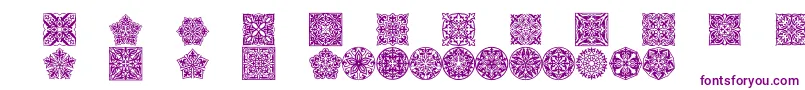 Prtornament5-fontti – violetit fontit valkoisella taustalla