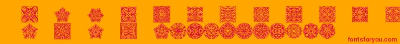 Prtornament5 Font – Red Fonts on Orange Background