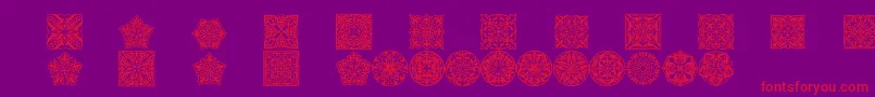 フォントPrtornament5 – 紫の背景に赤い文字