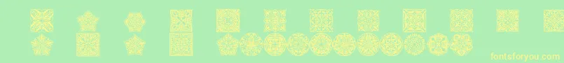 Prtornament5 Font – Yellow Fonts on Green Background