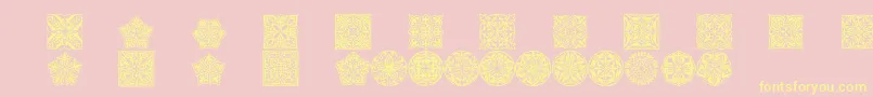 Prtornament5-Schriftart – Gelbe Schriften auf rosa Hintergrund