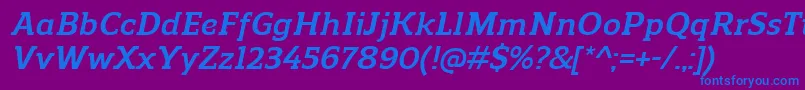 ReganslabBolditalic Font – Blue Fonts on Purple Background