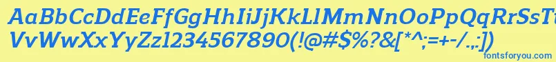 ReganslabBolditalic Font – Blue Fonts on Yellow Background