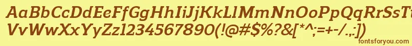 ReganslabBolditalic Font – Brown Fonts on Yellow Background