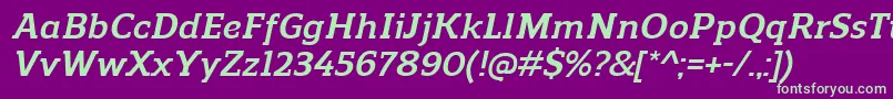 ReganslabBolditalic Font – Green Fonts on Purple Background