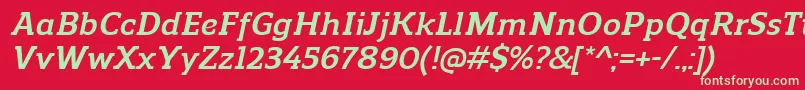 ReganslabBolditalic Font – Green Fonts on Red Background