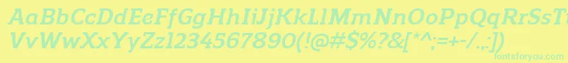 ReganslabBolditalic-Schriftart – Grüne Schriften auf gelbem Hintergrund