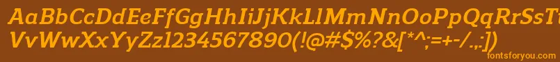 ReganslabBolditalic Font – Orange Fonts on Brown Background