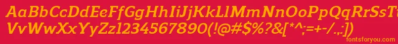 ReganslabBolditalic Font – Orange Fonts on Red Background