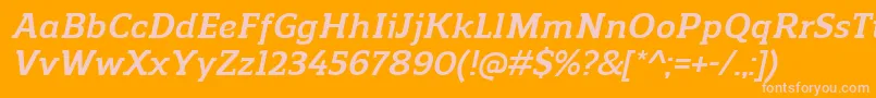 Czcionka ReganslabBolditalic – różowe czcionki na pomarańczowym tle
