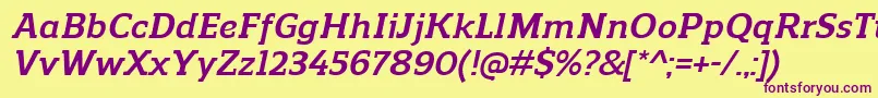 ReganslabBolditalic Font – Purple Fonts on Yellow Background