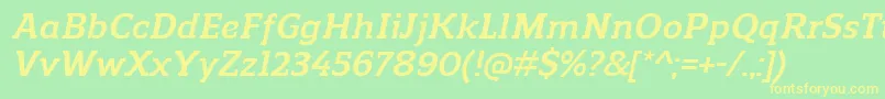 ReganslabBolditalic Font – Yellow Fonts on Green Background