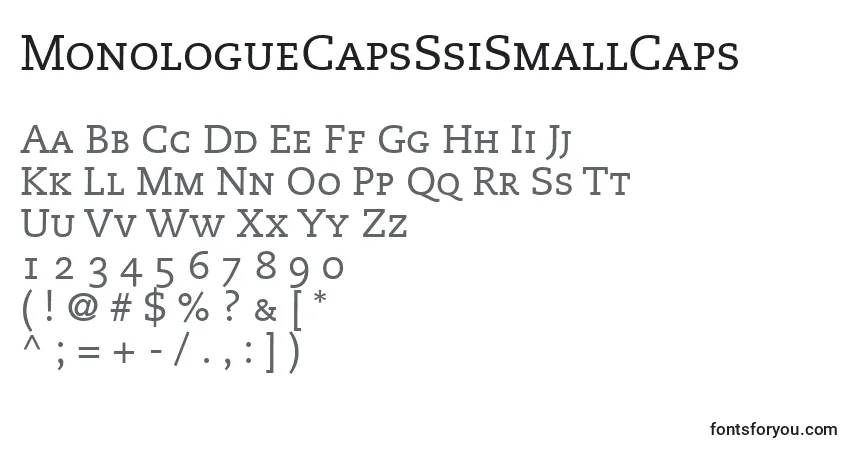 MonologueCapsSsiSmallCaps-fontti – aakkoset, numerot, erikoismerkit