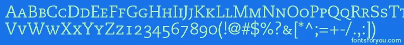 フォントMonologueCapsSsiSmallCaps – 青い背景に緑のフォント