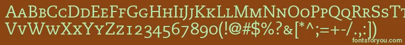 フォントMonologueCapsSsiSmallCaps – 緑色の文字が茶色の背景にあります。