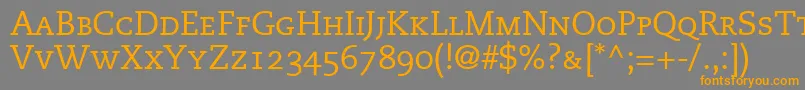 MonologueCapsSsiSmallCaps-Schriftart – Orangefarbene Schriften auf grauem Hintergrund