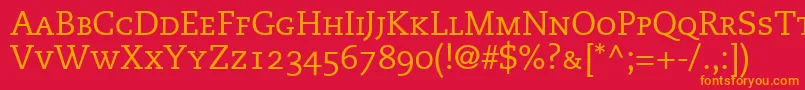 Fonte MonologueCapsSsiSmallCaps – fontes laranjas em um fundo vermelho