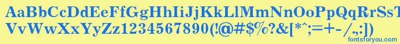 フォントJournalb – 青い文字が黄色の背景にあります。