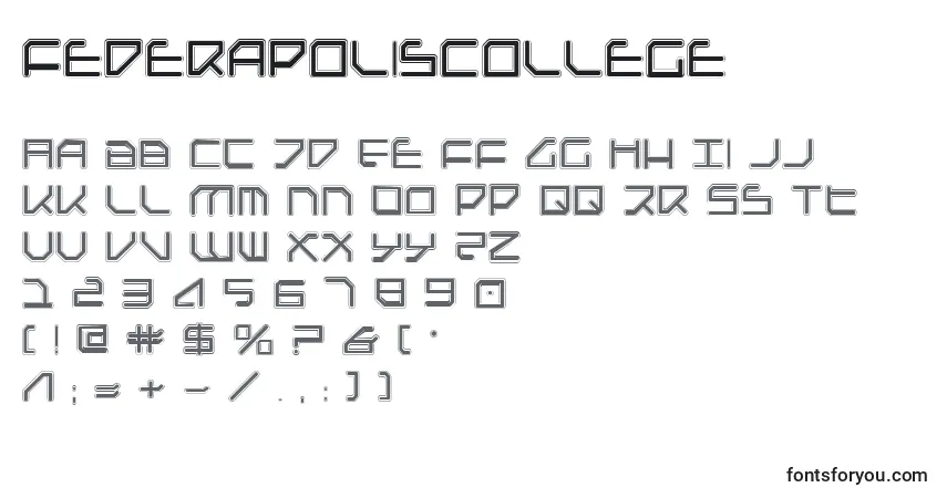 A fonte FederapolisCollege – alfabeto, números, caracteres especiais