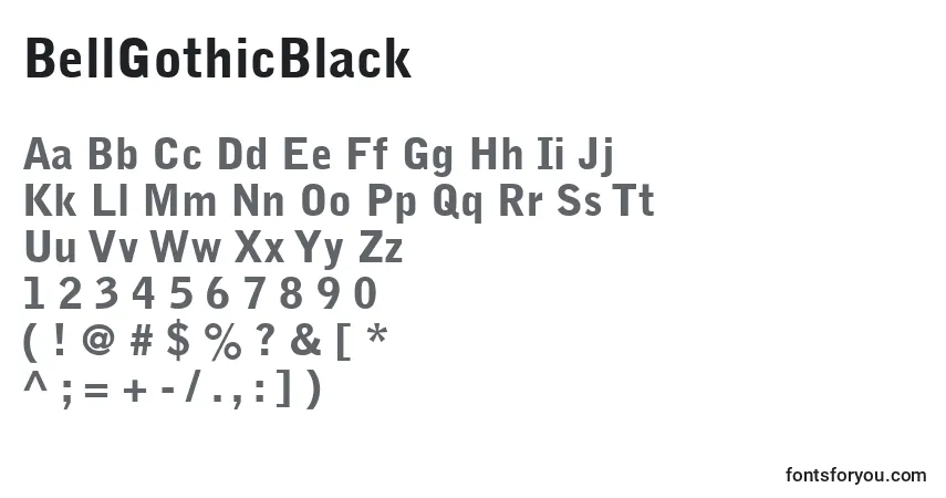A fonte BellGothicBlack – alfabeto, números, caracteres especiais