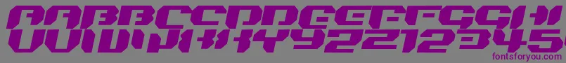 フォントBionickidsimpleslanted – 紫色のフォント、灰色の背景
