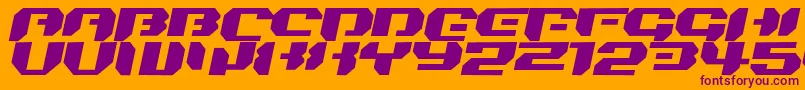 フォントBionickidsimpleslanted – オレンジの背景に紫のフォント