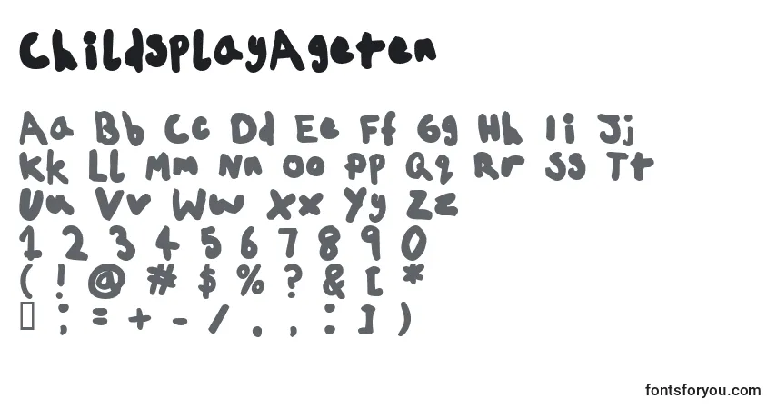 A fonte ChildsplayAgeten – alfabeto, números, caracteres especiais