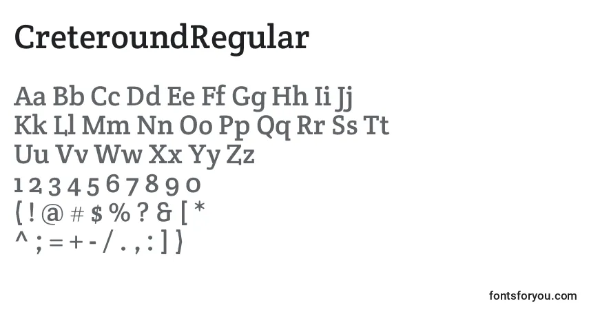 CreteroundRegular-fontti – aakkoset, numerot, erikoismerkit