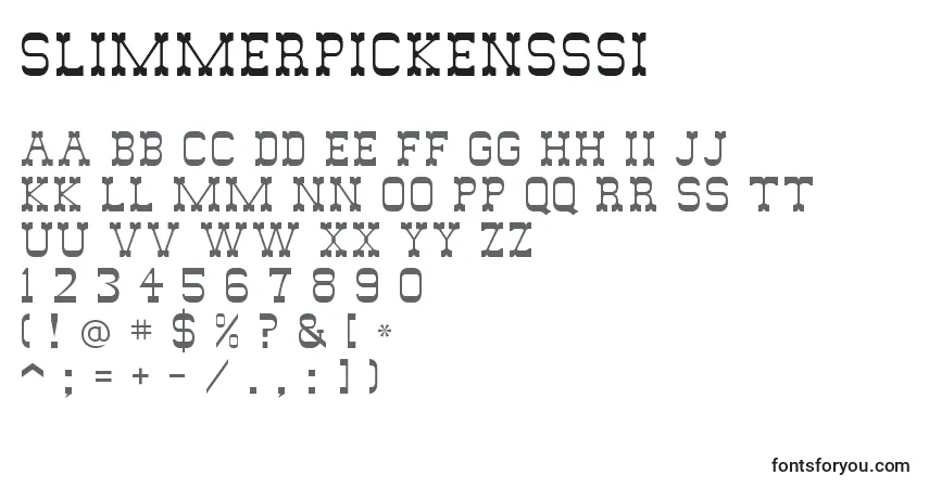 Шрифт SlimmerPickensSsi – алфавит, цифры, специальные символы