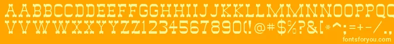 SlimmerPickensSsi-Schriftart – Gelbe Schriften auf orangefarbenem Hintergrund