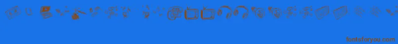 フォントOldNNewMedia – 茶色の文字が青い背景にあります。