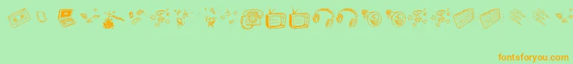 OldNNewMedia-Schriftart – Orangefarbene Schriften auf grünem Hintergrund