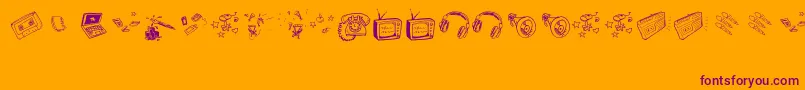 OldNNewMedia-fontti – violetit fontit oranssilla taustalla