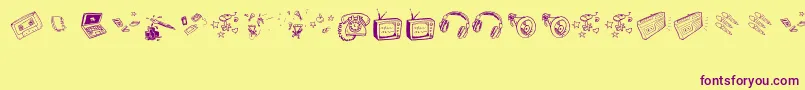 Шрифт OldNNewMedia – фиолетовые шрифты на жёлтом фоне