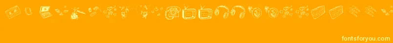Fonte OldNNewMedia – fontes amarelas em um fundo laranja