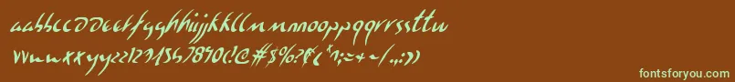 EagleclawCondensedItalic-Schriftart – Grüne Schriften auf braunem Hintergrund