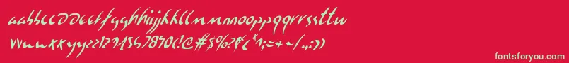 フォントEagleclawCondensedItalic – 赤い背景に緑の文字