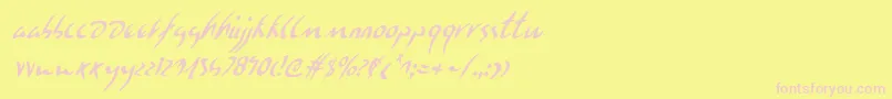 EagleclawCondensedItalic-fontti – vaaleanpunaiset fontit keltaisella taustalla