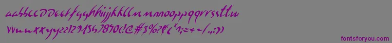 フォントEagleclawCondensedItalic – 紫色のフォント、灰色の背景