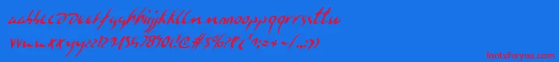 EagleclawCondensedItalic-Schriftart – Rote Schriften auf blauem Hintergrund