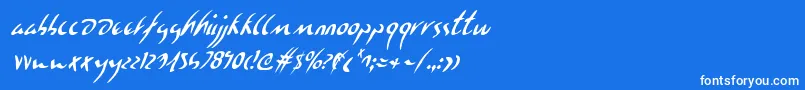EagleclawCondensedItalic-Schriftart – Weiße Schriften auf blauem Hintergrund