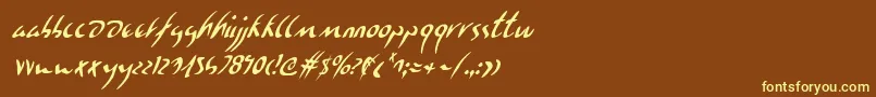 EagleclawCondensedItalic-Schriftart – Gelbe Schriften auf braunem Hintergrund