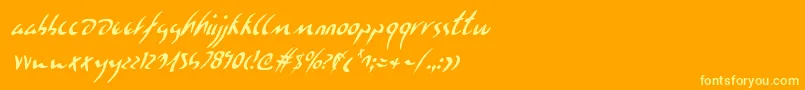 EagleclawCondensedItalic-Schriftart – Gelbe Schriften auf orangefarbenem Hintergrund