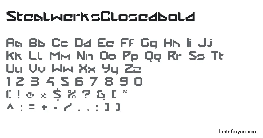 Шрифт StealwerksClosedbold – алфавит, цифры, специальные символы