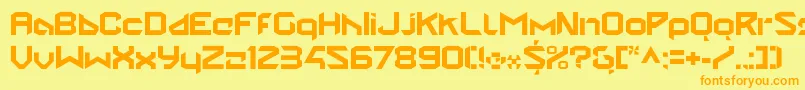 フォントStealwerksClosedbold – オレンジの文字が黄色の背景にあります。