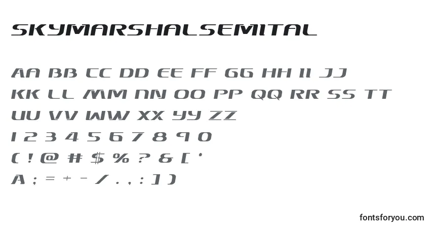 Skymarshalsemital-fontti – aakkoset, numerot, erikoismerkit